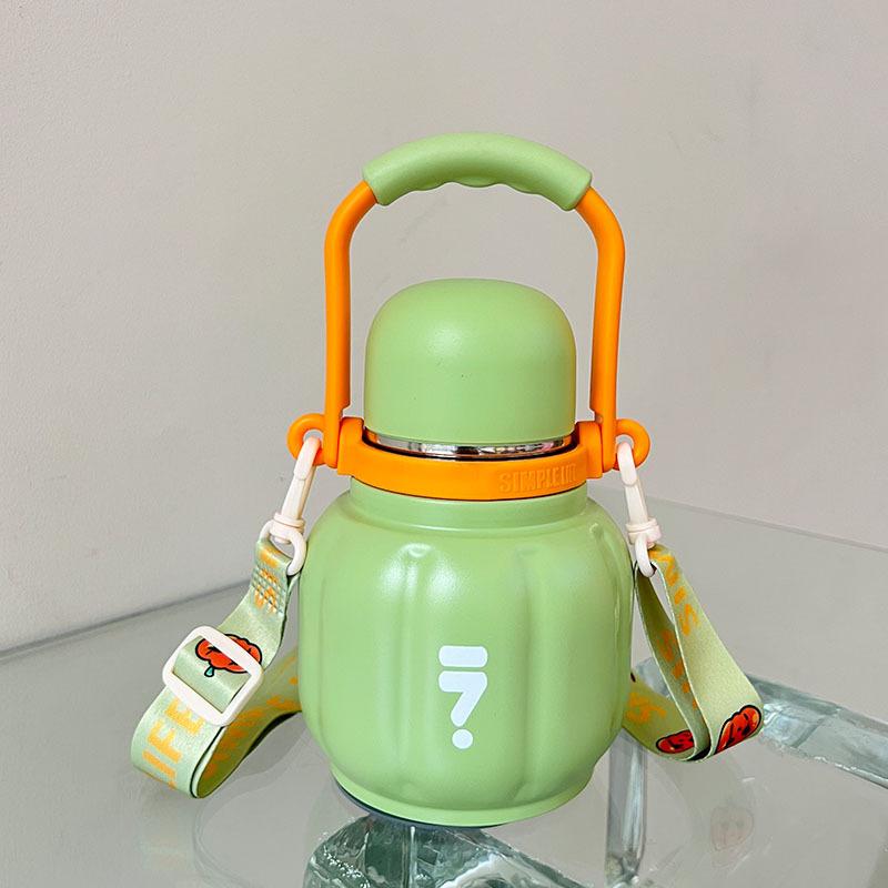 Double Drink Pumpkin Cup New Portable Water Cup Children Cute Large Capacity Stainless Steel Student Thermos Cup