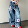 Jeans Trendy Spring and Autumn Style Personalized Loose Pants American Retro Washed  Patch Jeans