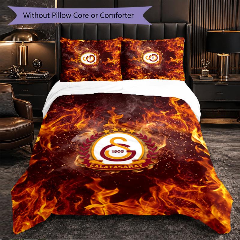Biancheria da letto a tema Galatasaray FC Set 3 Pezzi Copripiumino Biancheria da letto decorativa per camera da letto per adolescenti Decorazione per la casa