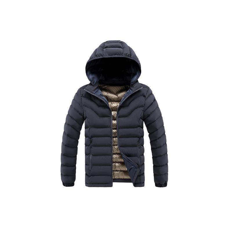 Lightweight Cotton Coat Men's Winter Solid Color Graphene Slim Fit Removable Hat Thickened Hooded Jacket Men