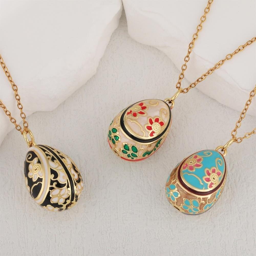 Copper Colorful Enamel Pendant Bohemia Necklace Pendant Easter Egg Crystal Pendant Bridal