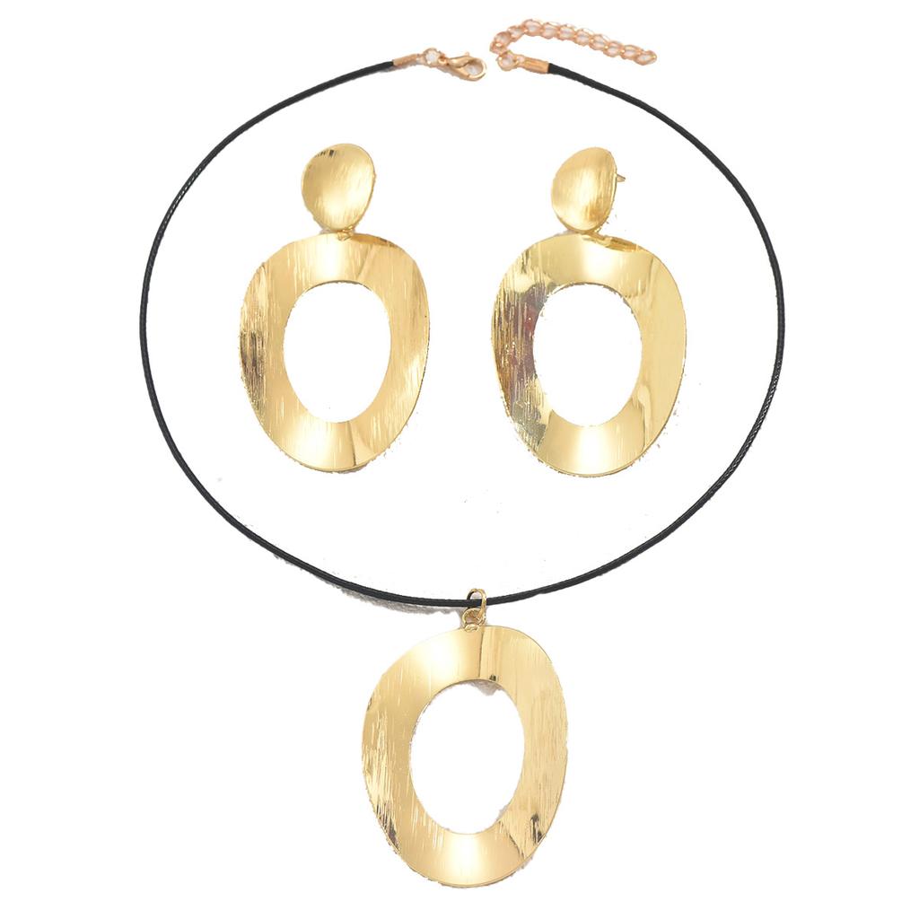 2025 New Women's Style Jewelry Set Simple Geometric Large Circle Design Earrings Versatile Long Necklace