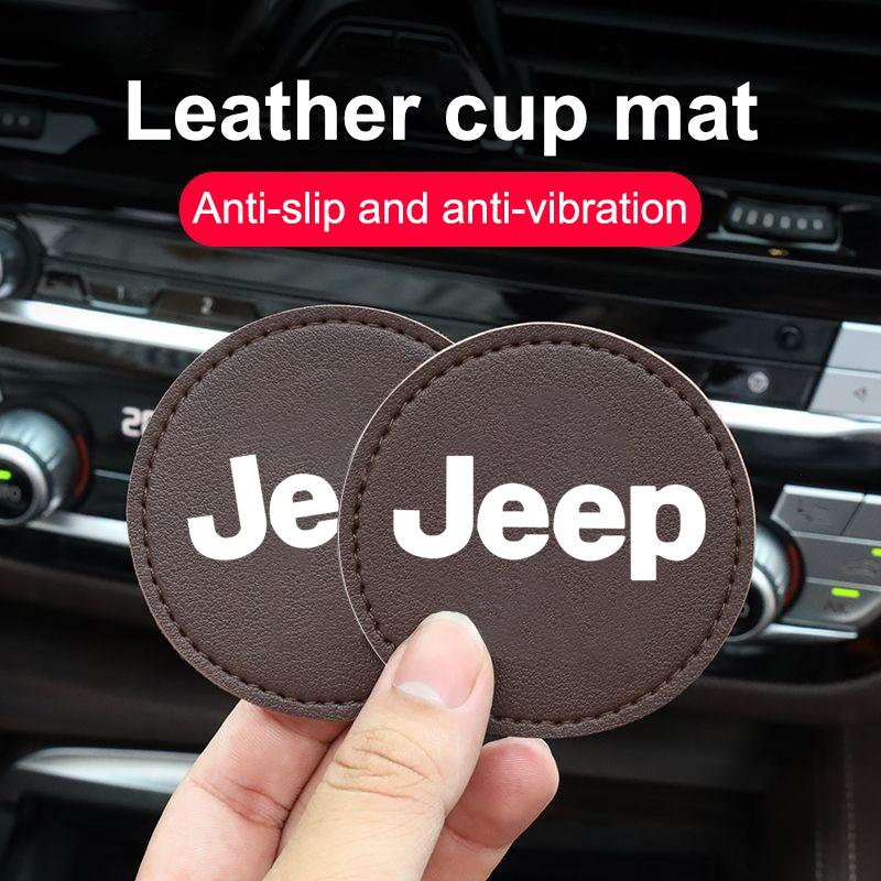2pc Car Cup Holder Coaster Universal Auto Anti Slip Cup Holder Insert Coaster For Jeep Renegade Wrangler JL JK Gladiator Compass AMO1