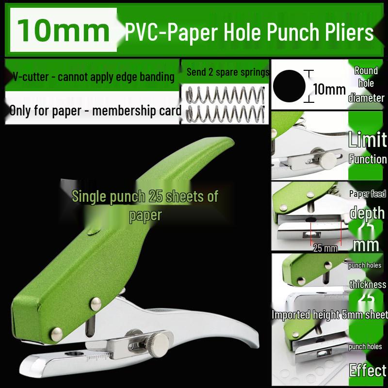 Heavy-Duty 3-10mm Loose Leaf Single Hole Punch Pliers for PVC and Paper