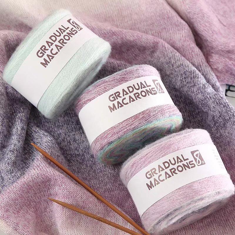 6pcs Gradient Yarn Chunky Polyester Knitting Bundle for Gloves & Hats - Multicolor Ombre, 600g DIY Yarn