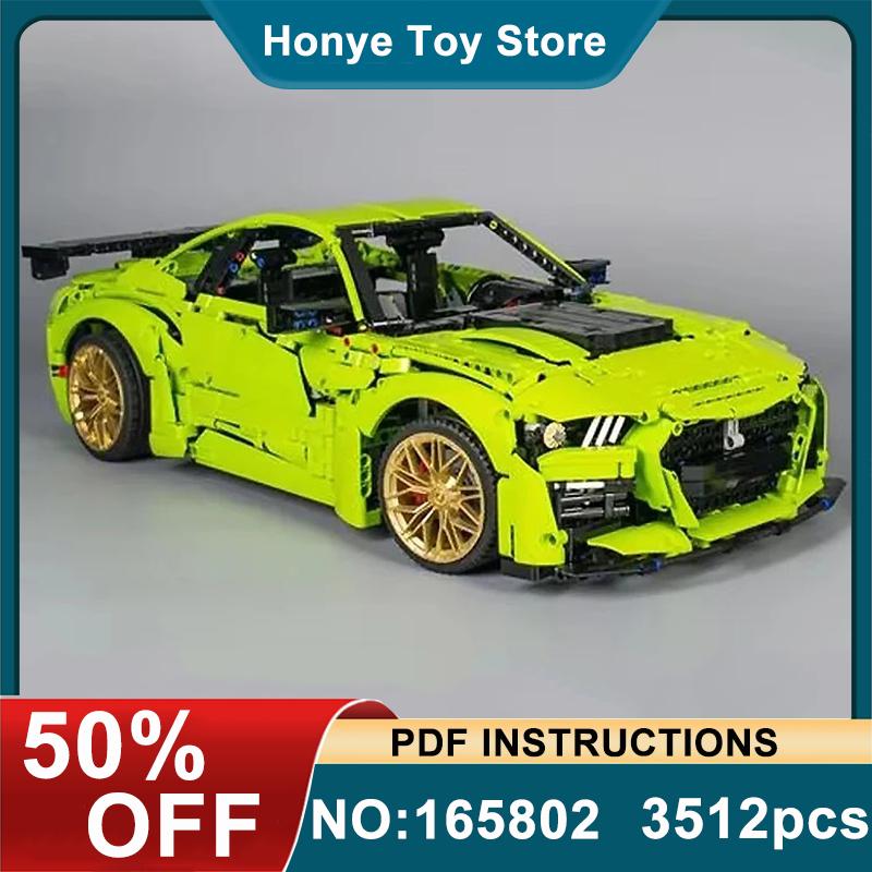 New MOC-165802 Green GT500 Super Sprots Car 1:8 Model Building Blocks Bricks DIY Toys Assembly Birthday Christmas Gifts For Kids