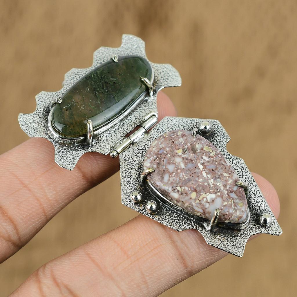 Solar Moss Agate 925 sterling silver original gemstone pendant