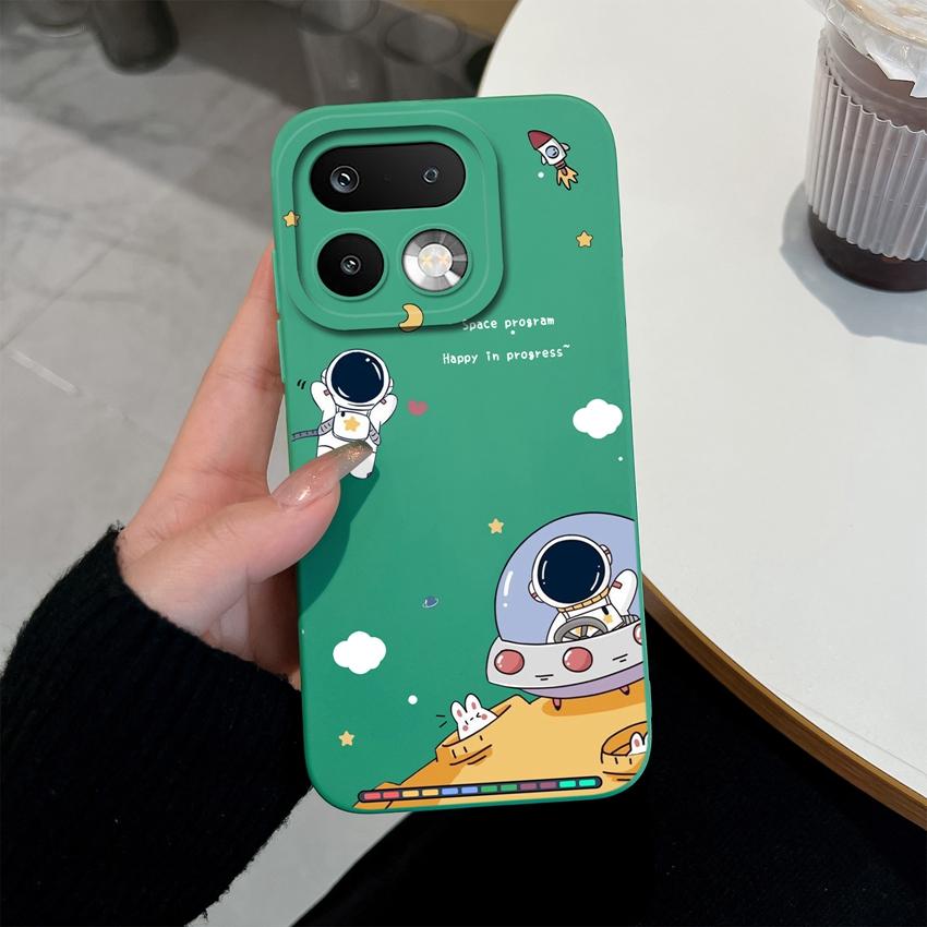 For Oppo Realme 16 15 14 Pro Plus OPPO Reno 15 Pro A6X A83 A79 A78 A96 A95 A94 A93 A92 A91 Phone Case Lovely Astronaut Soft Liquid Silicone Back Cover
