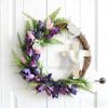 New Easter Cross Wreath With Bow Rattan Ring Garland Hanging Ornament For Home Front Door Wall Garden Decoration Art Gift