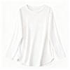 Korean Style Loose White Velvet Slit Long Sleeve T-shirt for Women - Spring, Autumn, Winter Casual Mid-Length Trendy Top