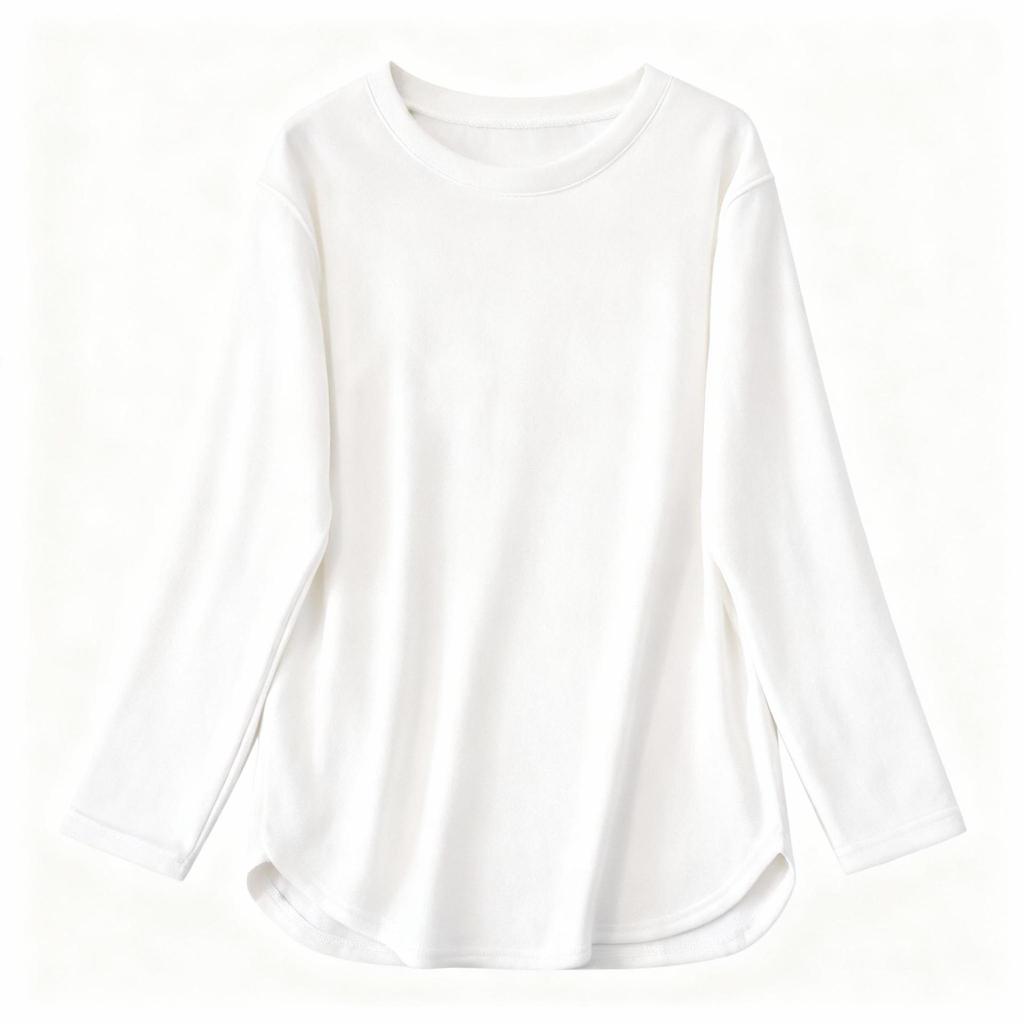 Korean Style Loose White Velvet Slit Long Sleeve T-shirt for Women - Spring, Autumn, Winter Casual Mid-Length Trendy Top
