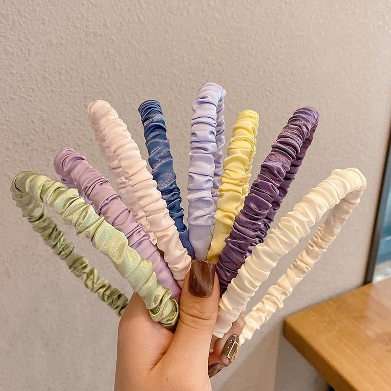 Korean Hairbands for Woman Hair Accessories Candy Color Pleated Bowknot Headband Women Girls 2021 Fashion Designer Hair Bands