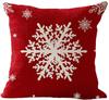 Red Plaid Sofa Linen Christmas Pillow Cover Reindeer Snowflake Home Cushion Cover