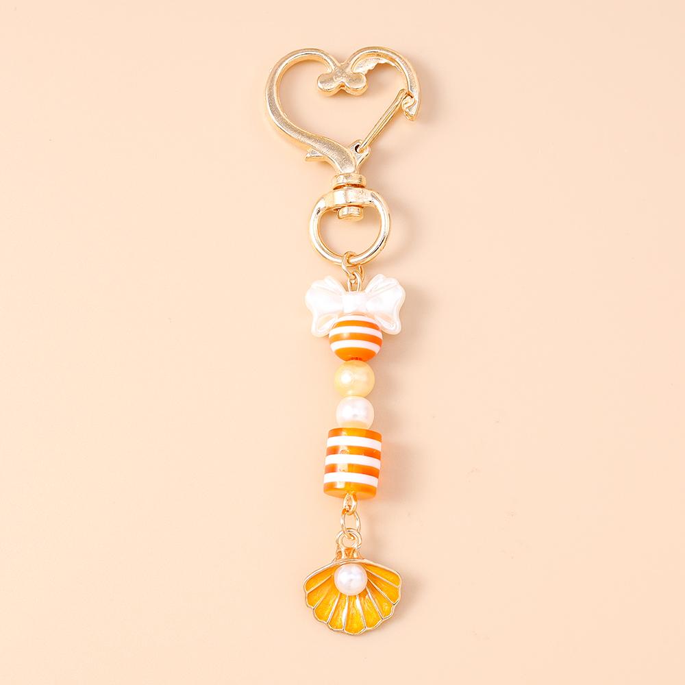 Fashion Summer Beach Shell Starfish Keychain Pearl Crystal Key Ring Pendants for Women Girls Handbag Decor DIY Jewelry Gifts