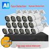16-Channel POE CCTV Kit with AI Face Detection, Color Night Vision, Voice Intercom, and 4K Network Camera