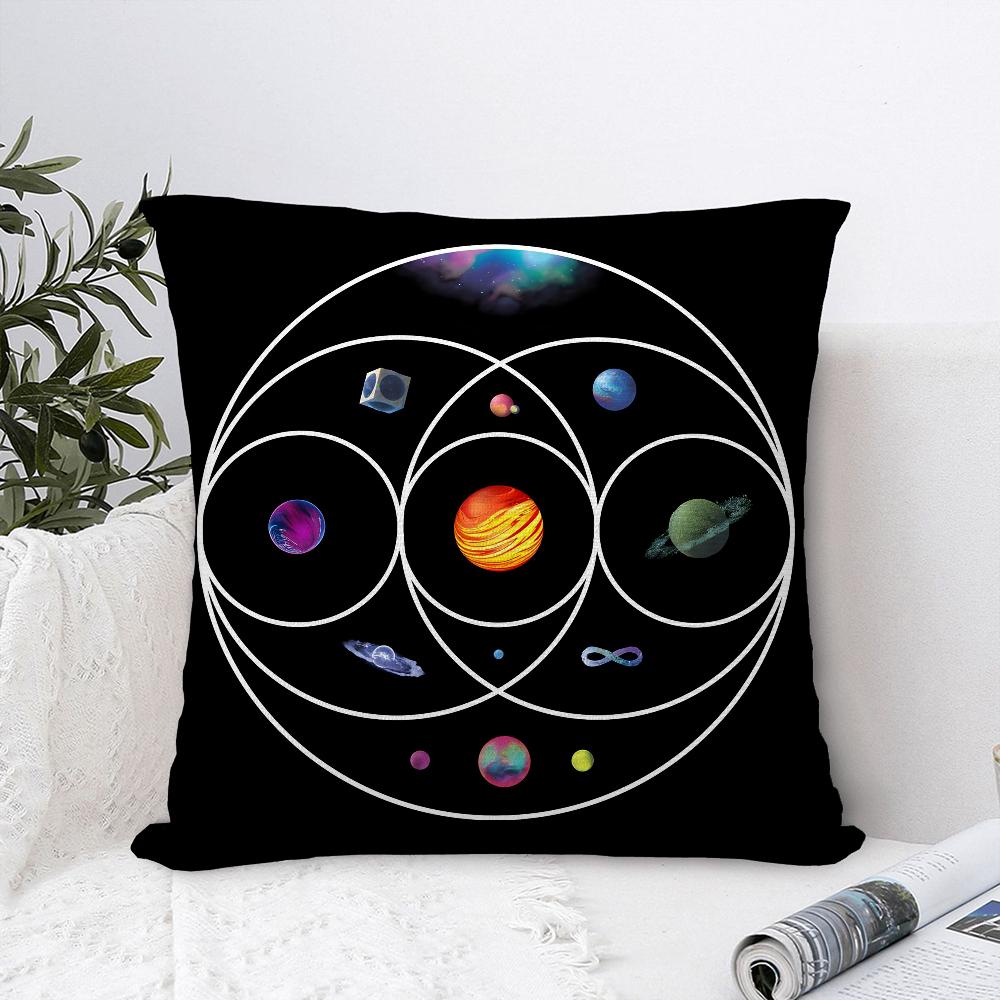 Federa Cuscino Banda Musicale C-Coldplay Tessuto Peluche Morbida Federa Stampa Double Sided Copricuscino per Divano Copricuscino