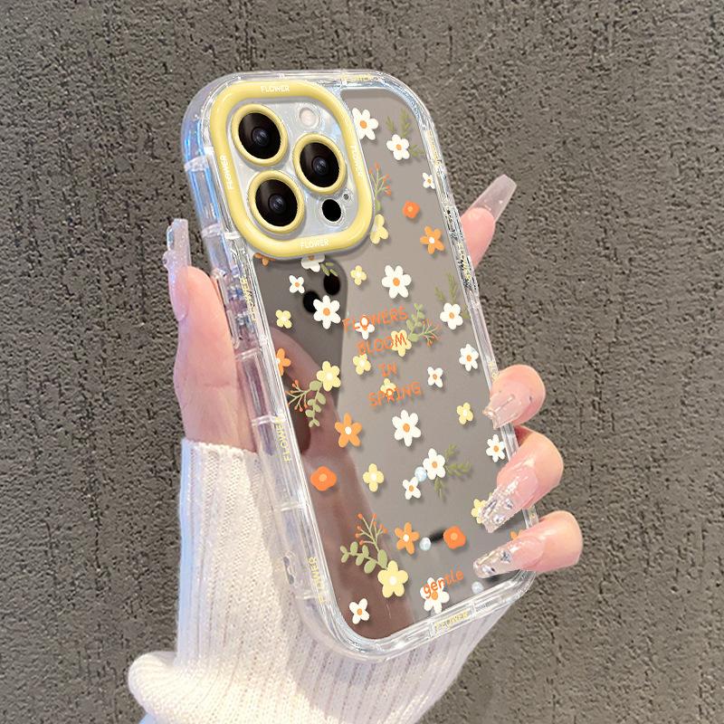 Full Screen Fresh Floral for Apple 16 Mobile Phone Case for IPhone 14 Promax Mirror 15 Transparent Xs Anti-fall