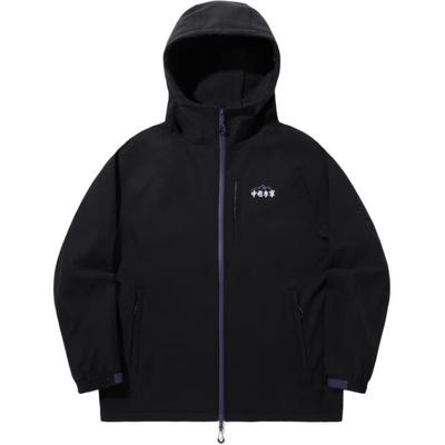 Li Ning Einfarbige Fleecejacke mit Reißverschluss und Kapuze, warm, locker geschnitten, Unisex-Jacke, Schwarz AFDUC19-1