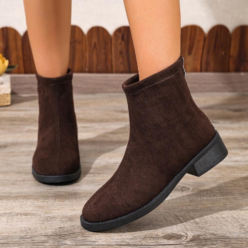 Suede Women's Boots Retro Fashion Women's Short Boots 2025 Autumn and Winter Single Boots Thick Heel Slim Womens Shoes