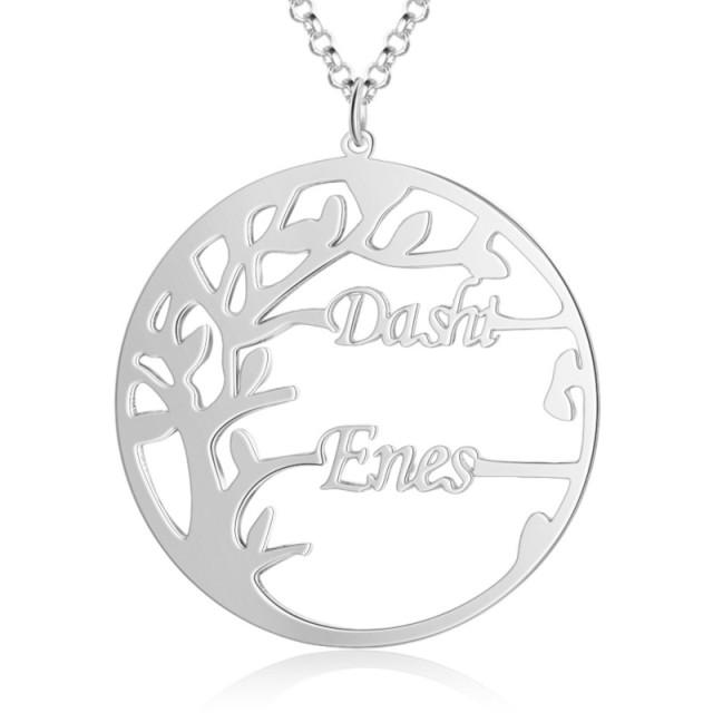 

Customized Tree Name Necklaces Rose Gold Color Pendant Engraved Couple Names Women Trendy Stylish Personalized Jewelry Promised Souvenir GiftFashion 40cm