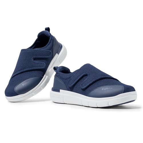 FitVille Men's Wide, Lightweight Nursing Shoes, Fits 6E, 4E, and 2E, Adjustable, Easy To Put On, Rehabilitation Shoes, Elderly Shoes, Comfortable, Bre