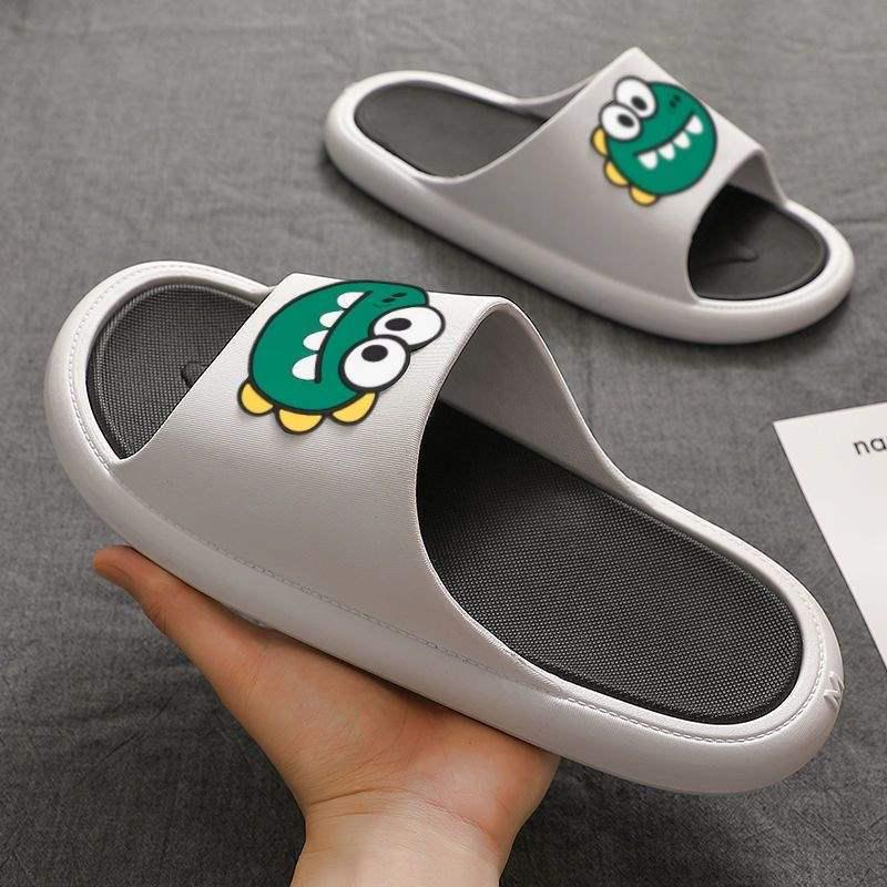 Trendy Men's Summer Cartoon Non-Slip Slippers - Outdoor One-Strap Style for Couples