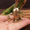 Retro Brass Lucky Cat Figurine Small Miniature Creative Tea Pet Sculpture Decoration Feng Shui for Home Cabinet Desk Office Gift