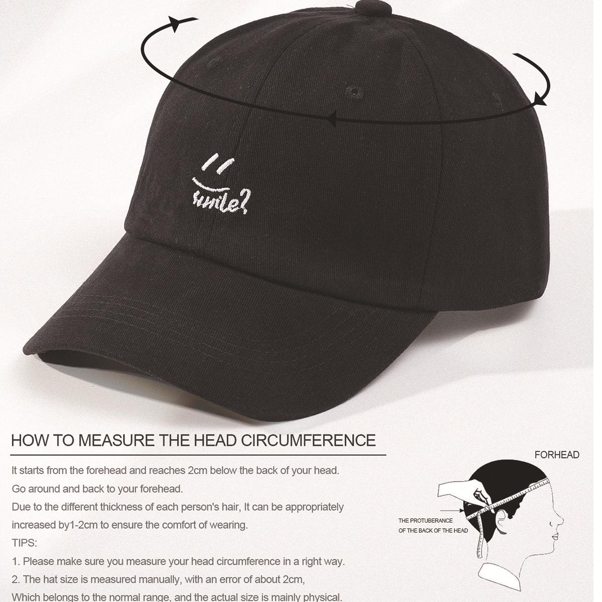 

Unisex Black Embroidered Baseball Cap with Smile Expression M (56-58 cm)