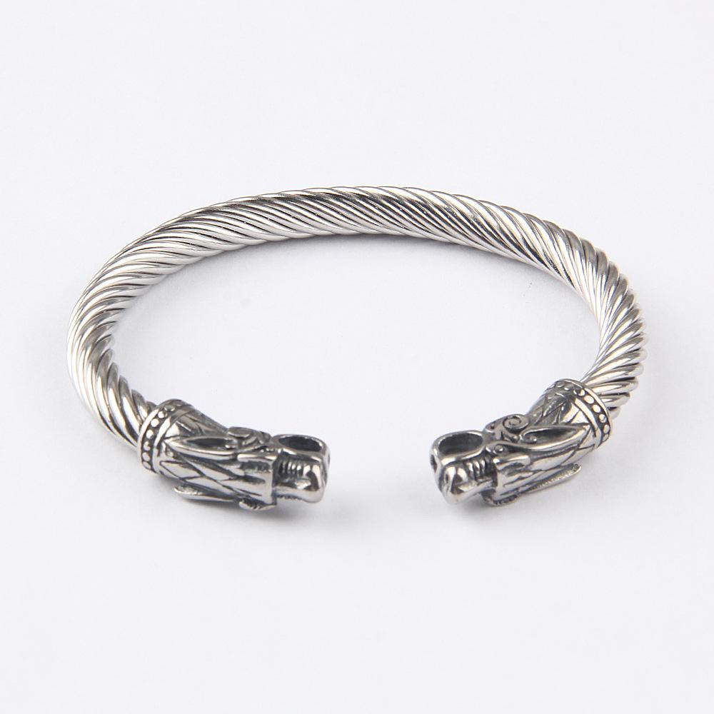 Viking Odin Raven Brățară Manșetă din oțel inoxidabil Accesoriu scandinav autentic pentru bărbați și femei