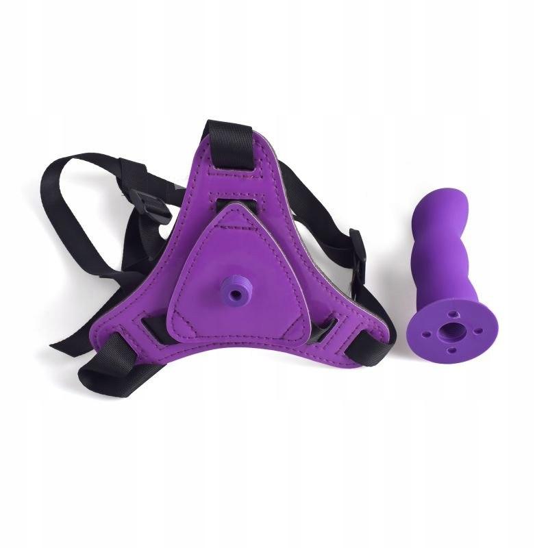 Dildo Analne Proteza strap On Majtki na szelkach 12 cm regulowane Fioletowe