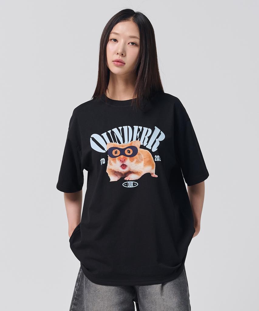 OUNDERR Mask Hamster Short Sleeve T-Shirt (Black)