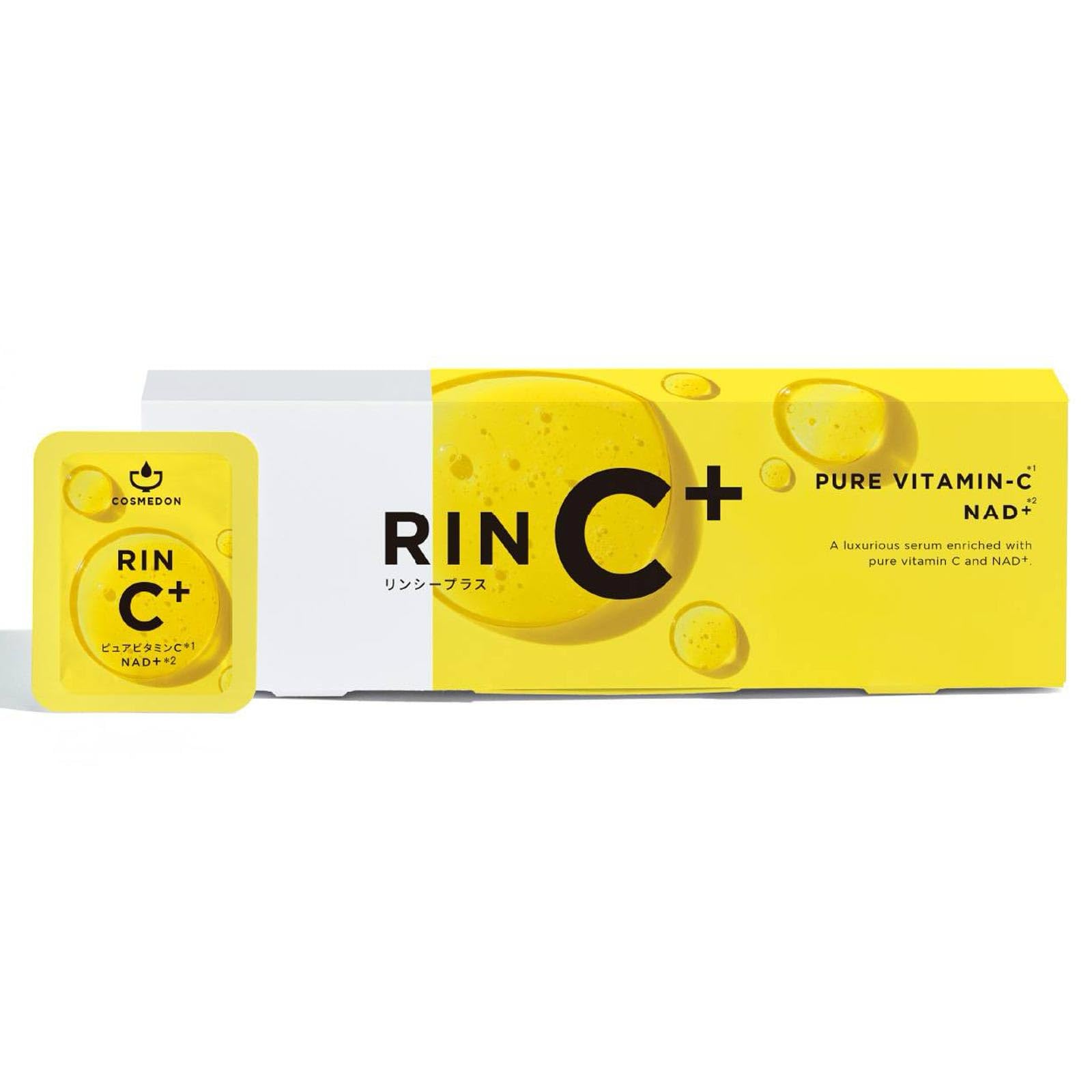 COSMEDON Rinse Plus Vitamin C Serum, Individually Packaged, 0.7mL x 28 sachets. Contains pure vitamin C, fresh pouch serum, and NAD. Face serum. Made