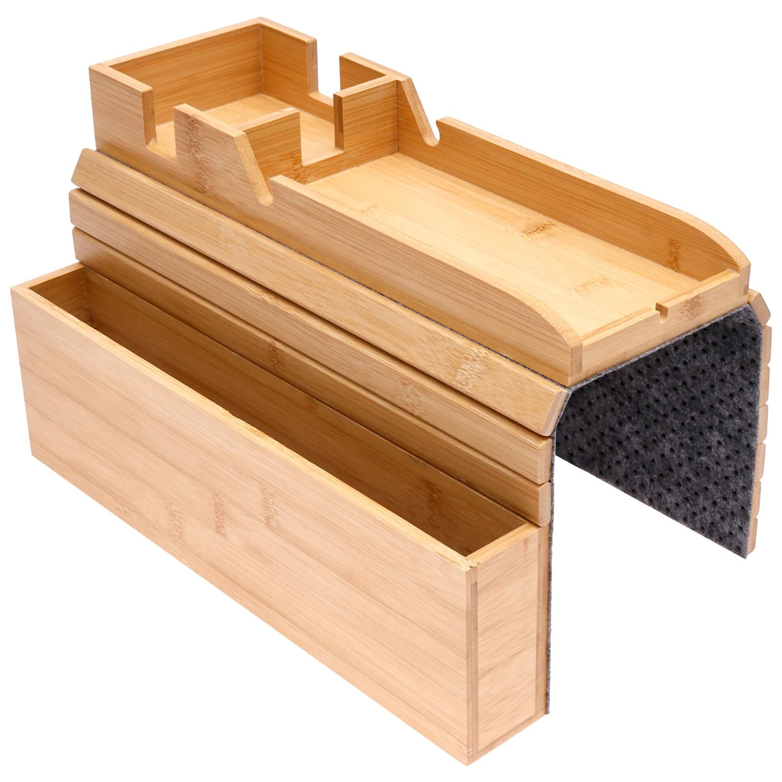 

Bamboo Sofa Armrest Tray Couch Arm Couch Cup Holder Foldable Table for Drink Cellphone TV Remote Snack Couch Tray