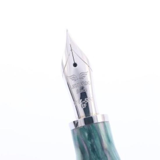 Used Leonardo Momento Zero Grande Fountain Pen | Mother of Pearl Finish | Rhodium Trim | 14K Gold Extra Fine Nib (EF) 