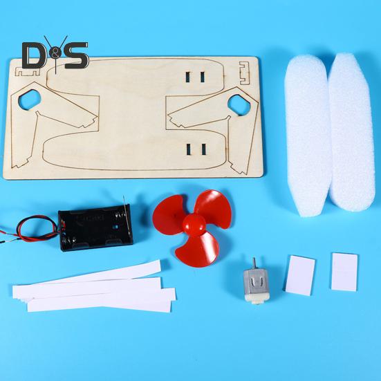 1 Set DIY Wind Powered Boat Model Kit Handmade Wooden Puzzle Hovership Building Crafts Kids STEM Educational Physics Science Experiment Toy