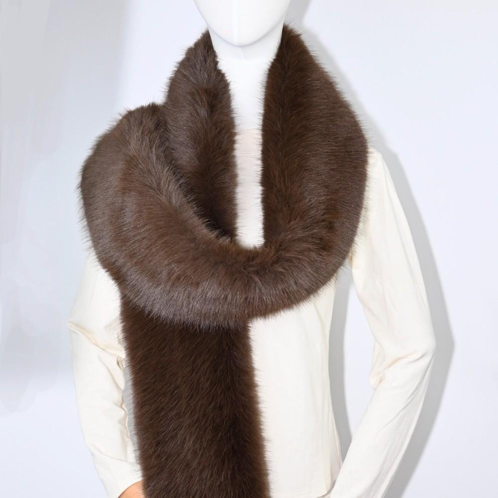 Long Plush Neck Warmer Solid Color Fluffy Long Scarf Fashion Imitation Mink Fur Scarf Winter