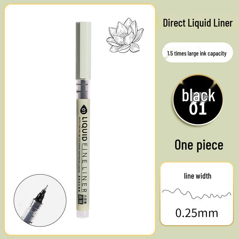 High-Capacity Black Waterproof Fine Liner Brush Pen for Students & Artists