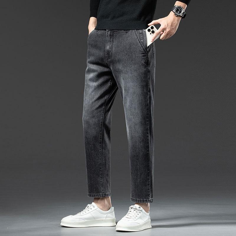 

Новые короткие узкие прямые джинсы для мужчин, повседневные свободные мужские брюки 38