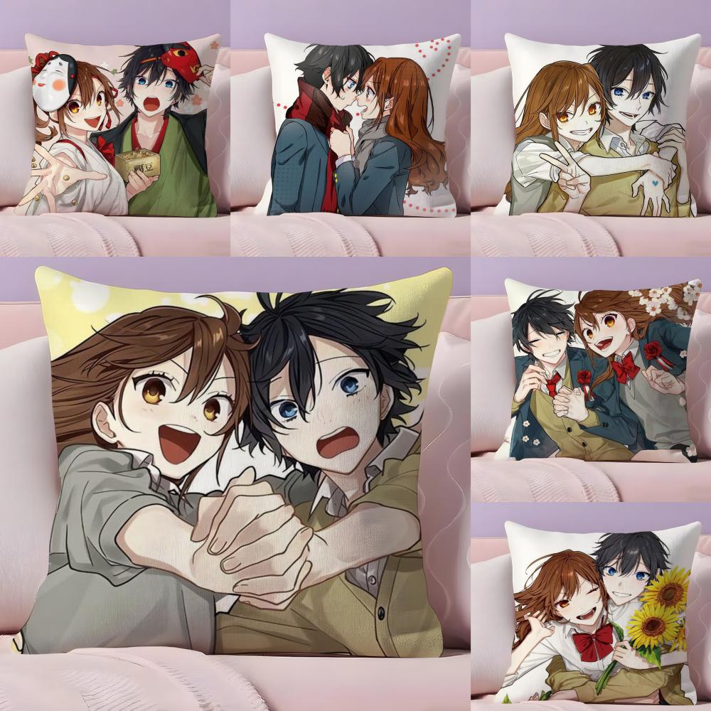H-Horimiya Anime Cushion Cover Plush Fabric Soft Double-Sided Printed Sofa Warm Winter Home Gift Pillow Cover
