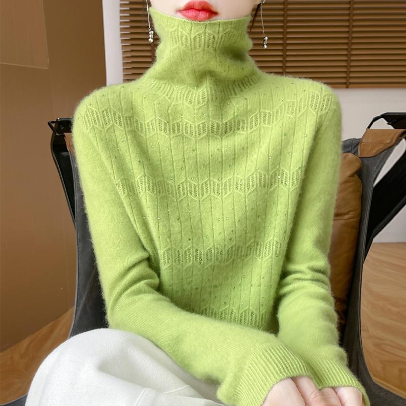 

Женский кашемировый свитер Qinghe кашемир 30% кашемир 70% шерсть осенне-зимний пуловер теплый и модный L ярко-зеленый