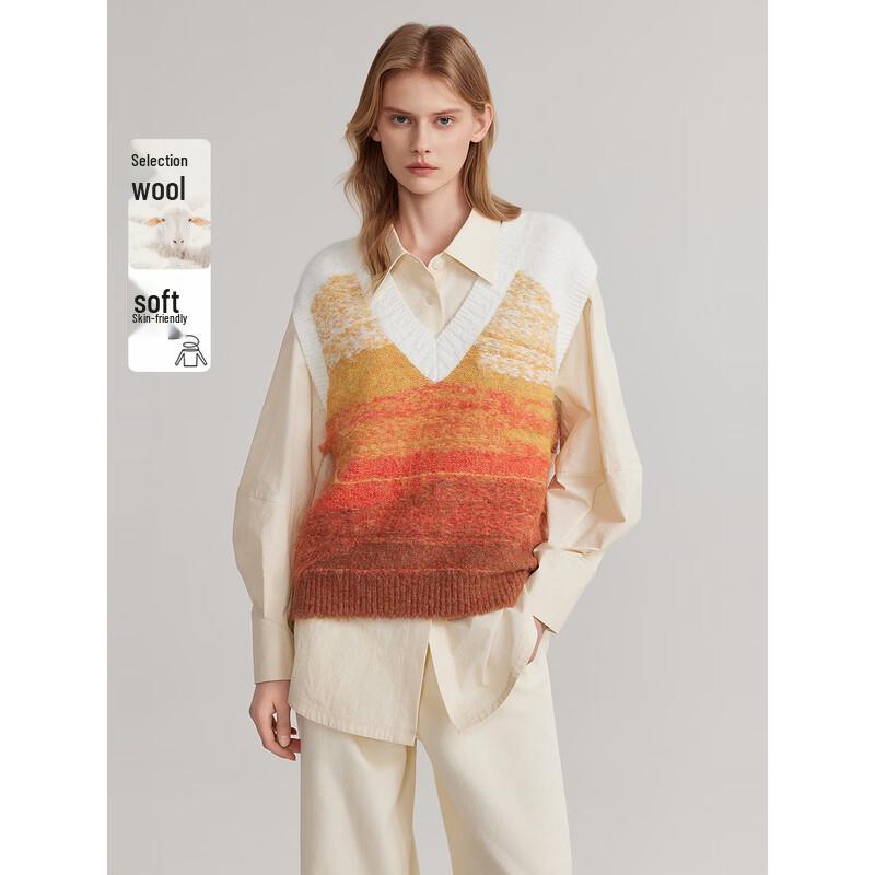 ELLE Women s Gradient Merino Wool Knitted Vest L