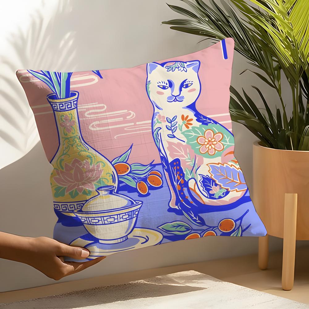 Retro Japanese Style Prints Pillow Case Home Living Room Decoration Linen Pillowcover Pillow Cases Cushion Cover