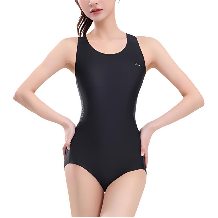 Li-Ning High Elastic Breathable Quick-Drying Durable One-Piece Swimsuit Women Swimsuit Black LNYW017-1