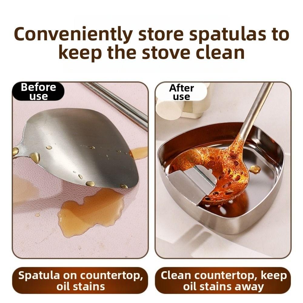 Anti-fall Stainless Steel Spoon Rest Rustproof Kitchen Utensil Rack  Kitchen Organization