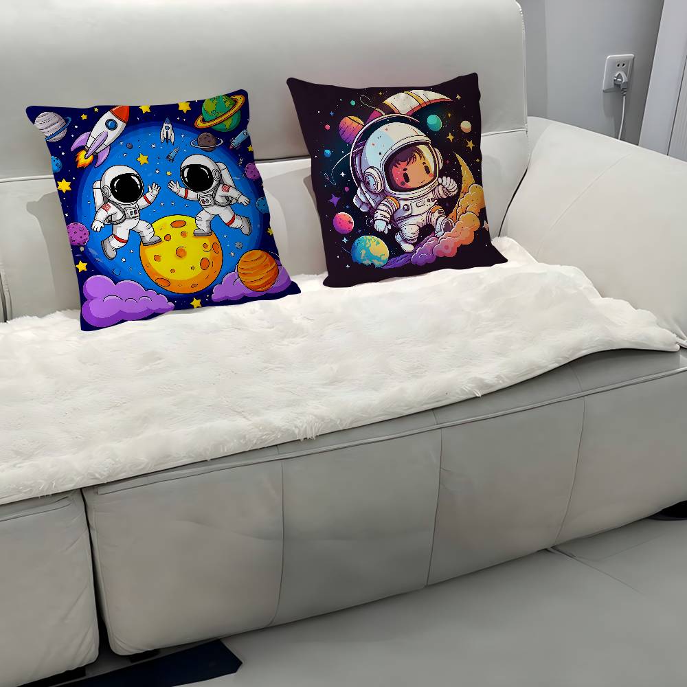 Cartoon Space Astronaut Cushion Cover Inches Farmhouse Decor Home Throw Pillow Covers For Couch Decorations