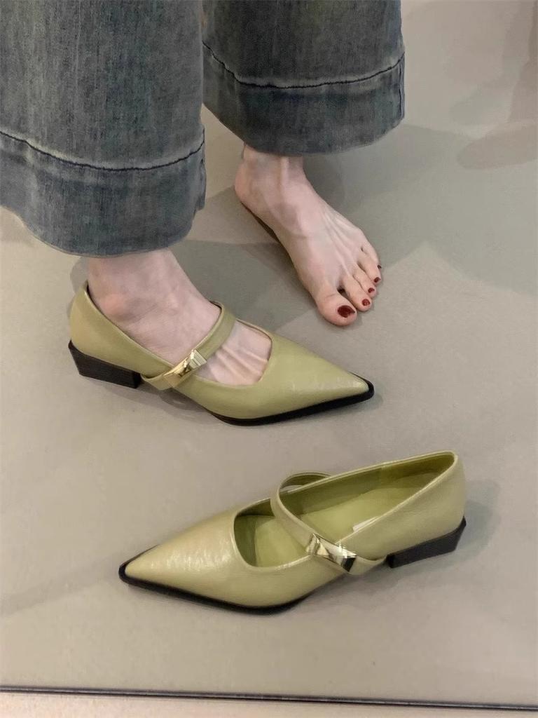 Fashion Shoes Woman Flats Shallow Mouth Pointed Toe Dress Comfortable On Heels New Summer Spring Mary Janes Shoes Woman 2025 Pointed Toe