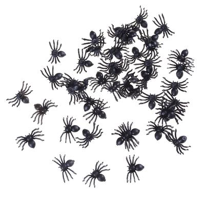 50 pezzi piccoli giocattoli di ragno finti in plastica nera Halloween scherzo divertente scherzo puntelli CB 3C