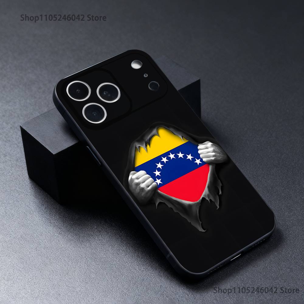 Venezuela Venezuelan Flag Wear-resistant Phone Case For iPhone 17,16,15,14,13,12,11,Pro,XS,Max,XR,Plus Black Soft Cover