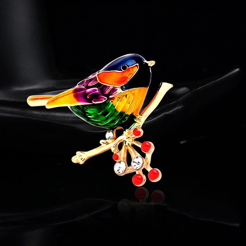 Multicolor Bird Brooch Pins Enamel Ainmal Badges New Year Jewelry Gift
