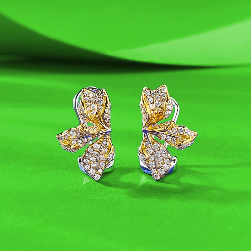 Zhuozhifan 2026 S925 Silver Diamond Maple Leaf Ear Cuff Earrings for Women 925 Silver